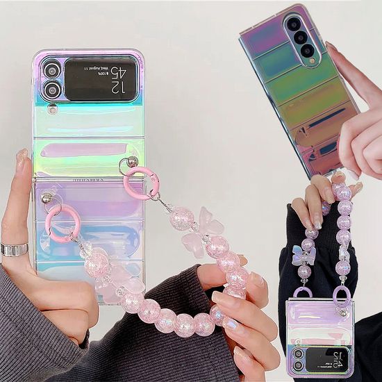 갤럭시 z플립 폴드 4 3 예쁜 홀로그램 스트랩 케이스