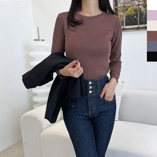 여자 실켓 베이직 긴팔 티셔츠 여성 캐주얼 데일리