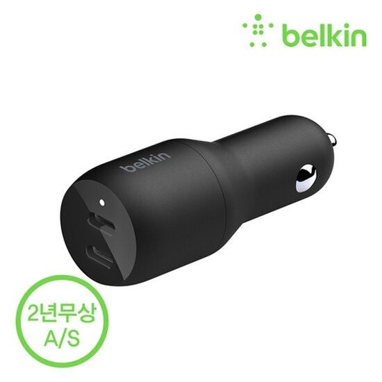 벨킨 36W 듀얼 USB-C 차량용 고속 충전기 CCB002bt