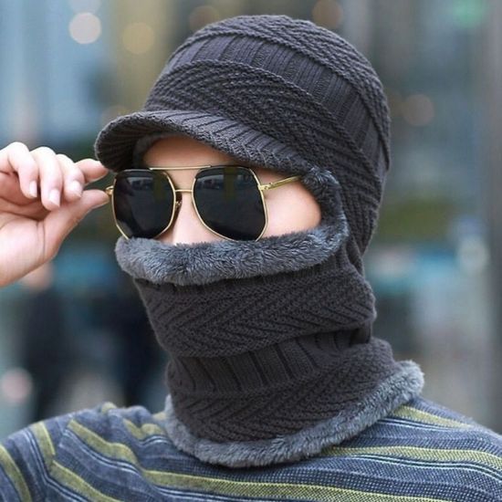 남성 겨울워머 방한용품 융털기모 캡비니 넥워머 세트