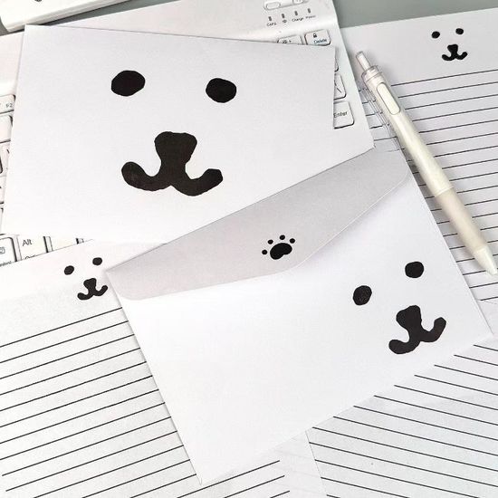 곰돌이 편지지 편지 편지봉투 세트 생일축하 메시지 