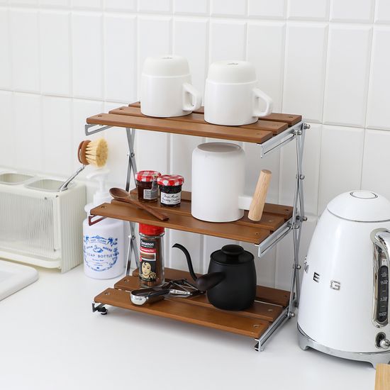 접이식 우드 선반 3단 캠핑 테이블 3단 2size