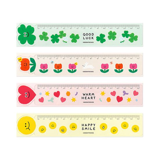 스마일 15cm 눈금자 투명 책갈피