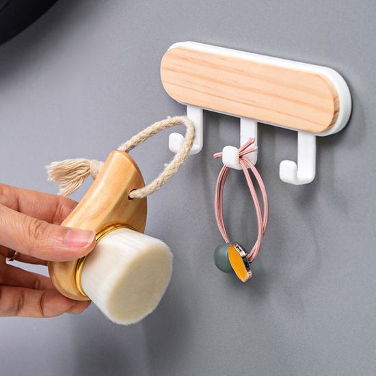 디아망 화이트 우드 다용도 수납 후크 걸이