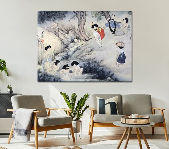 신윤복 그림 민화 단오풍정 월하정인 거실 인테리어