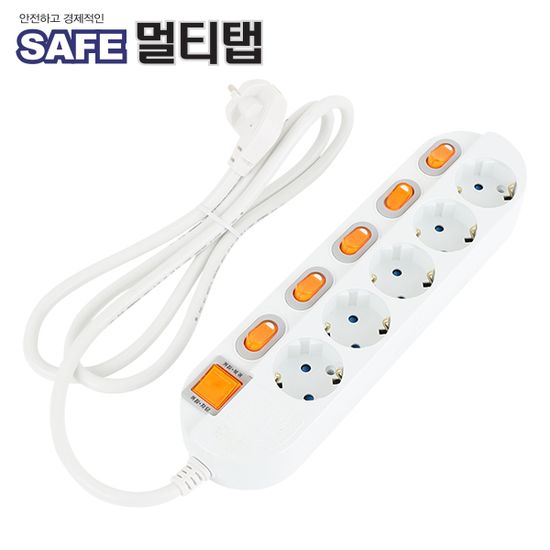 국내 생산 정규격멀티탭 5구 개별 접지 1.5m