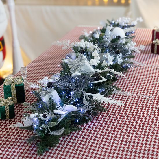 크리스마스 장식 가랜드 센터피스 선물가득실버 150cm