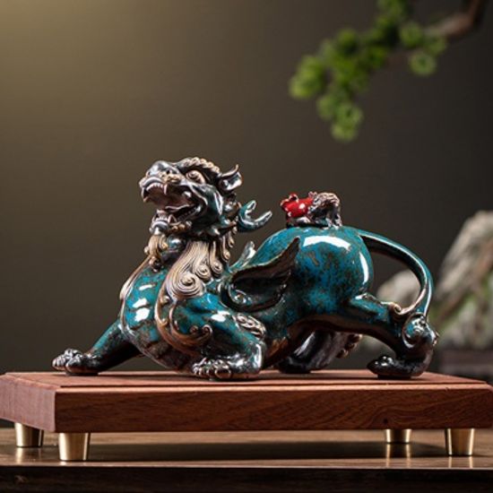 건강 효도 개업선물 천록수 도자기 재물상 나무판추가