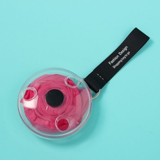 포켓 스트랩 롤업 시장가방 접이식 장바구니 핑크