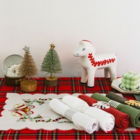 린넨 8수 홀리데이 키친크로스 냅킨 테이블매트 4컬러