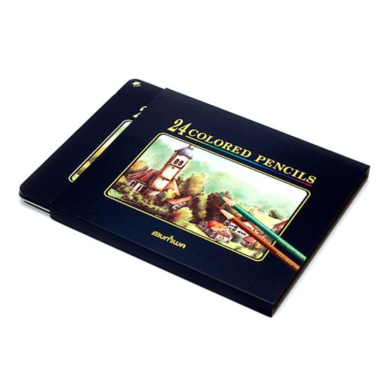 문화 24색 고급 색연필(틴)