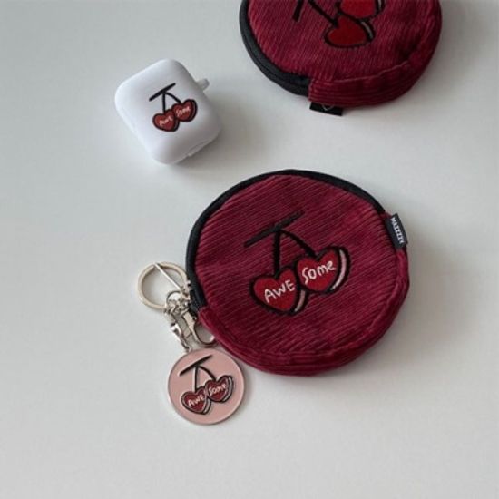 체리 코듀로이 써클 파우치