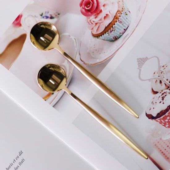 몽블랑 골드 캐롤 티스푼,티포크 1p