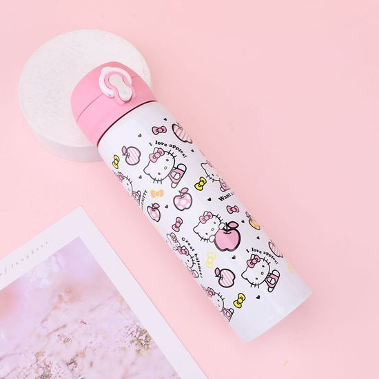 텀블러 보온병 원터치 물병 화이트핑크 500ml N948