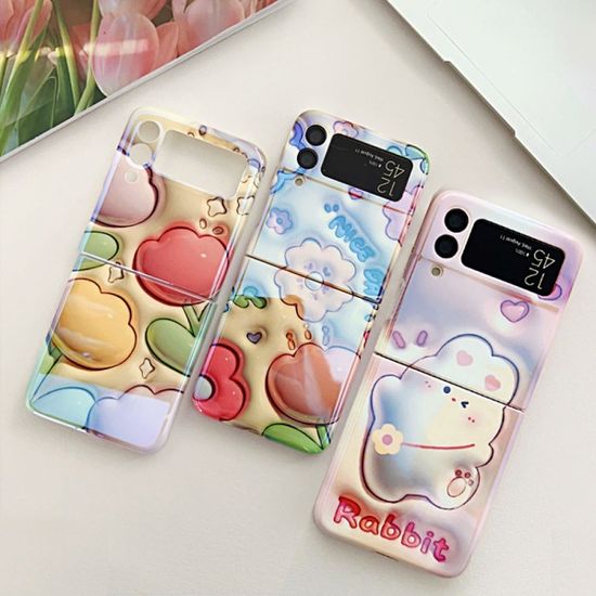 갤럭시z플립 3 4 3D 입체 꽃 토끼 캐릭터 감성 케이스