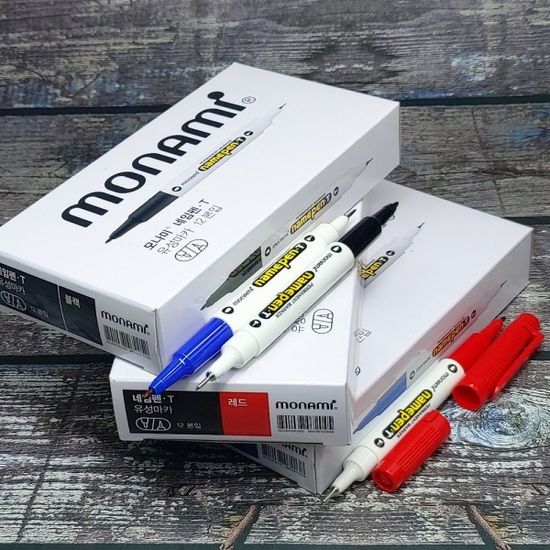 모나미 0.4/1mm 양면닙 유성마카-트윈 네임펜 T 1다스