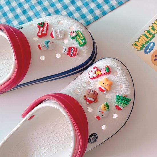 슬리퍼 신발끈 장식 크리스마스 캐릭터(8개 1세트)