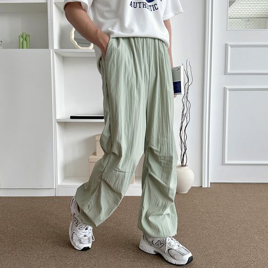 남성 데일리 폴가르 파라슈트 스트링 팬츠 바지