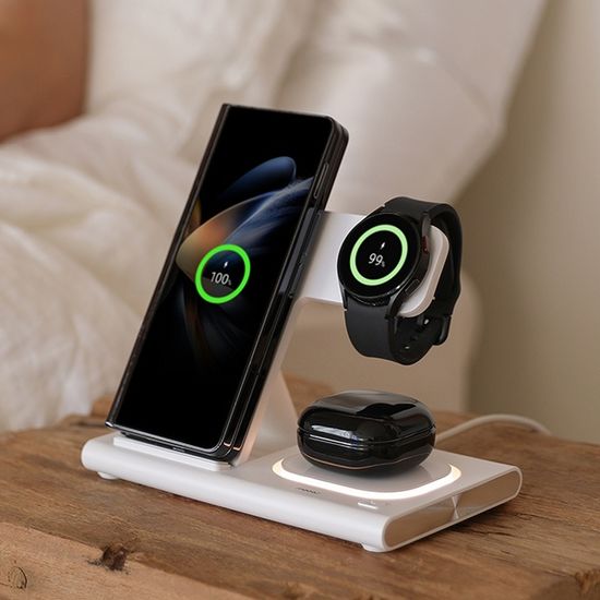 23W 플랫스퀘어 3 in 1 고속 무선충전기 무드등