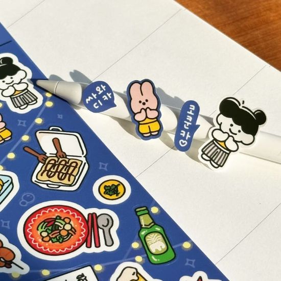 데이오브흔흔 태국여행 야시장 먹거리 씰스티커