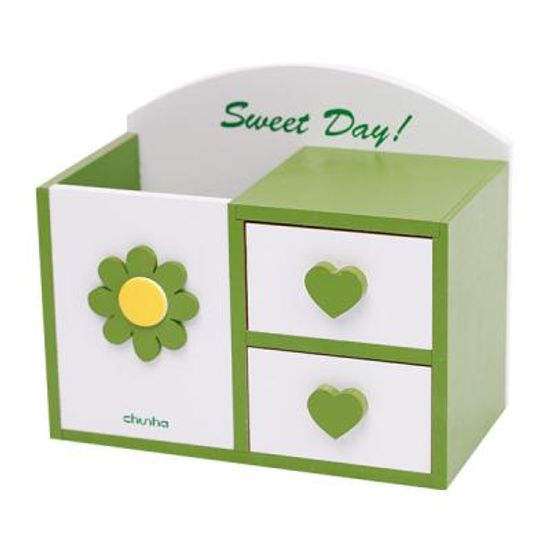 연필통 스위트데이 서랍펜꽂이(WD204 green3칸)
