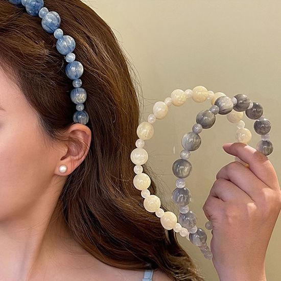 예쁜 문라이트 비즈 머리띠 얇은 여름 패션 헤어 밴드