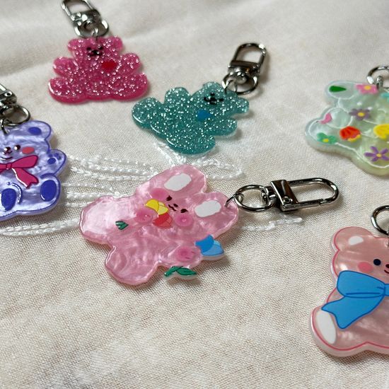 납작귀요미 D고리형 키링