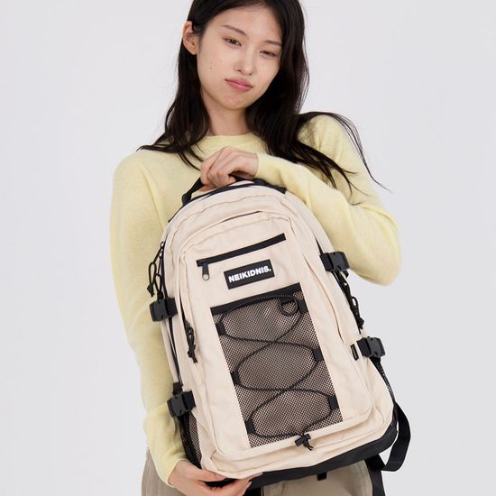 메쉬 스트링 백팩 라이트 베이지