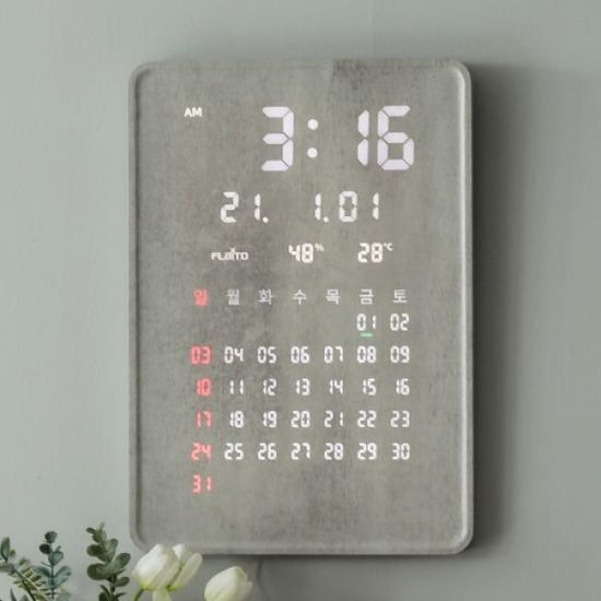 플라이토 그랜드 전자 달력 대형 LED 벽시계 35cm