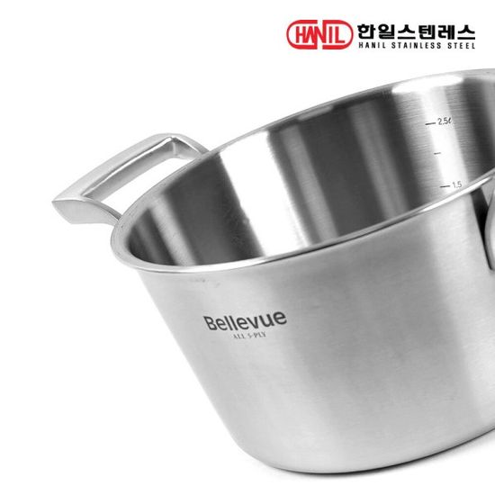 한일 벨뷰 통5중 올스테인레스 인덕션냄비 24cm 양수