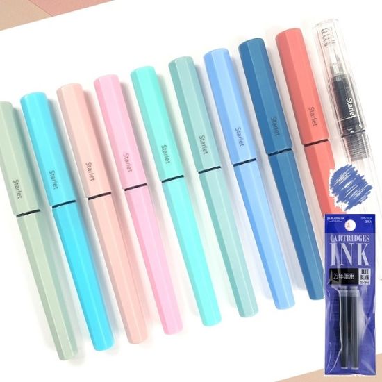 플래티넘 만년필-스타렛 200 F촉+블루 카트리지(2본입