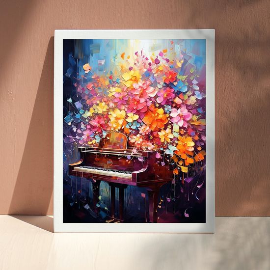 골피아 DIY 그림그리기 유화 40x50cm, 피아노와 꽃