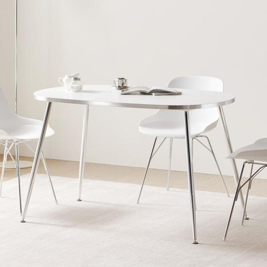 퓨코 미드센츄리 타원형 실버 식탁 테이블 1400