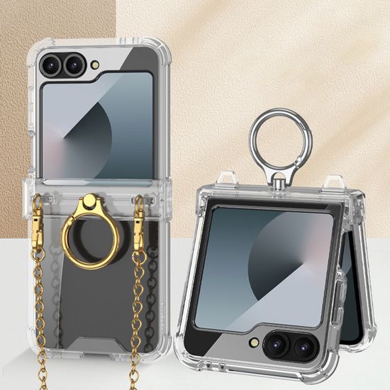 갤럭시z플립 6 5 4 3 투명 힌지 링 체인 스트랩케이스