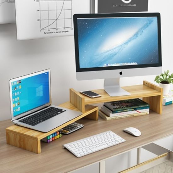 PH DIY 목재 컴퓨터 모니터 받침대 조립 선반 JZ08