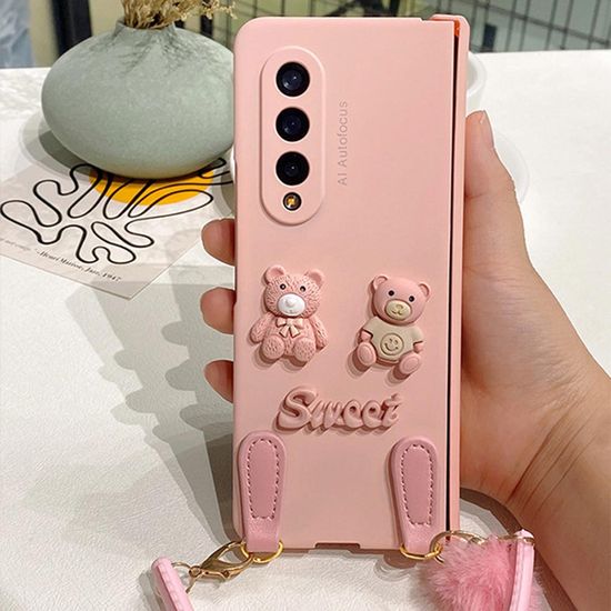 갤럭시 z폴드 2 3 4 곰돌이 힌지 보호 스트랩 케이스