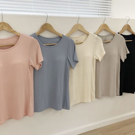 빅사이즈 골지 노브라 홈웨어 파자마 세트 2colors 편