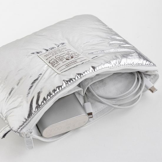 모모씨 마시멜로 플랫 파우치 silver