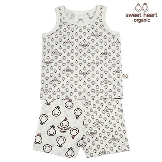 [6개월-36개월용]오가닉 물방울 남아민소매 상하복