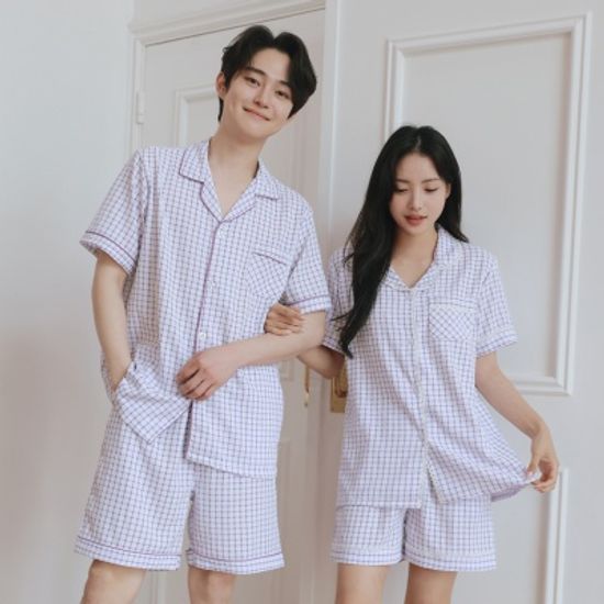메쉬 시어서커 쿨통풍 소재 여름 커플 잠옷 파자마