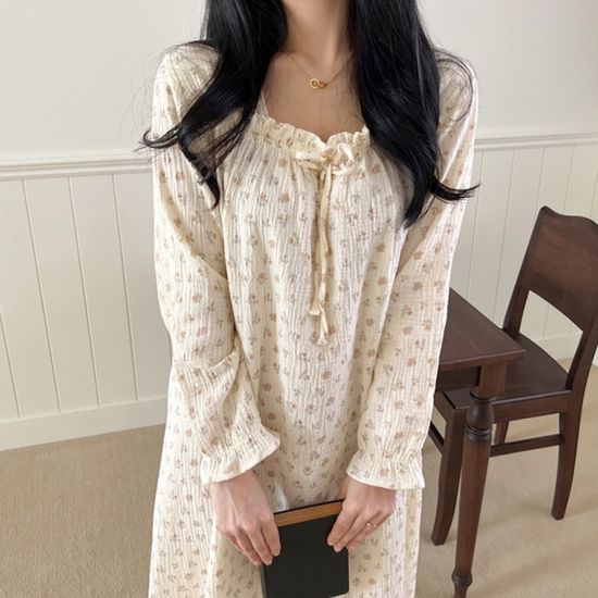 들꽃 원피스 면잠옷 여성실내복 파자마