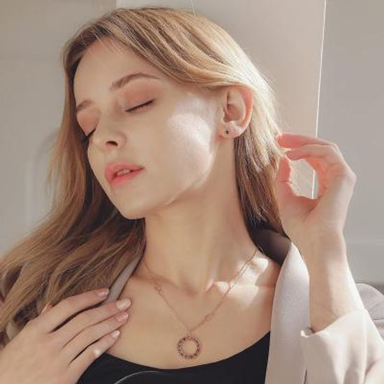 제이로렌 G0235 14K 핑크골드 청다이아 롱 목걸이