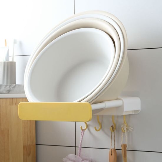 더홈 접착식 대야거치 욕실선반 세숫대야걸이 옐로우