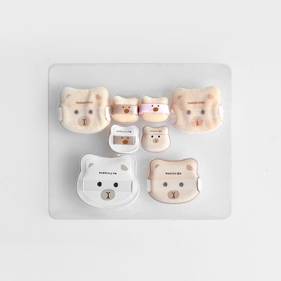곰돌이 쿠션퍼프 파우더퍼프 7종세트