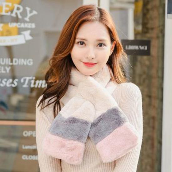 크림 페이크 퍼 포근 패션 머플러