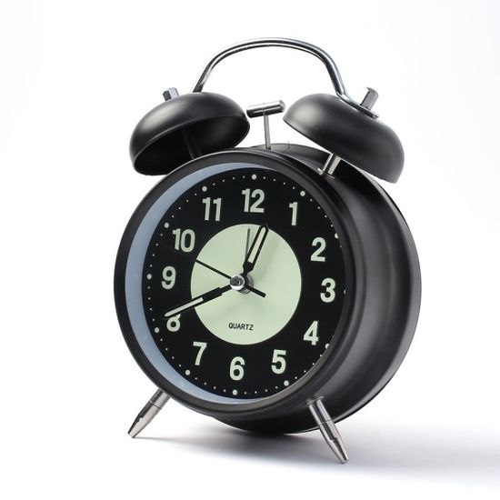 무소음 축광 야광 해머벨 탁상시계 (블랙)