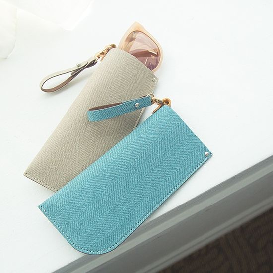 국내제작 고리형 헤링본 안경 수납 파우치 케이스