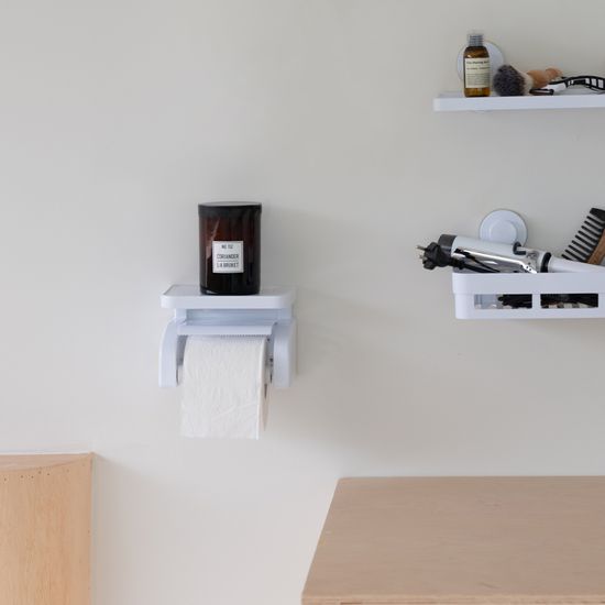 무타공 흡착식 욕실 휴지걸이/화장지걸이 선반형