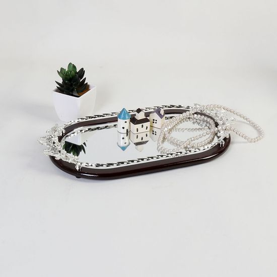 메탈 은도금 허밍버드 화장품 수납정리 트레이-미디움