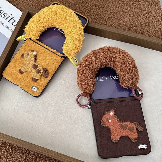 갤럭시z플립 7 6 5 4 3 뽀굴이 말 쿠션 스트랩 케이스